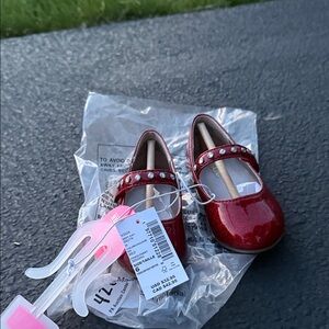 The Children's Place Red Glitter Mary Jane Shoes with Rhinestone Strap